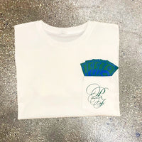 Classic - White Pocket Tee - Blue/ Green Design