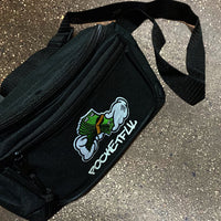 Money Hands - Black Strap Bag - Green/White Patch Design