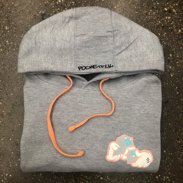 Money Hands - Grey Hoody - Peach/Teal Design