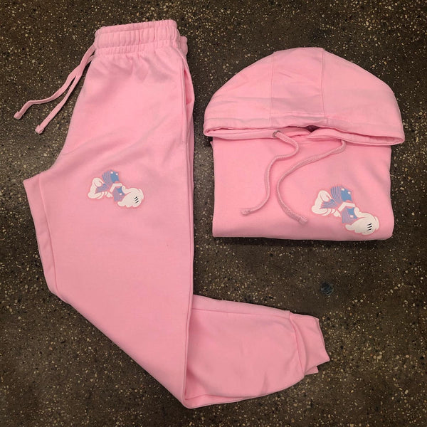 Money Hands - Light Pink Sweatsuit - Pink/Sky Blue Design