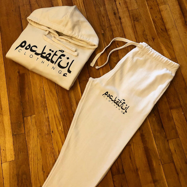 Arabic - White Sweatsuit - Black Design