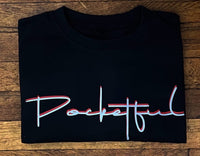 Script - Black T-Shirt - Red/ Grey Design