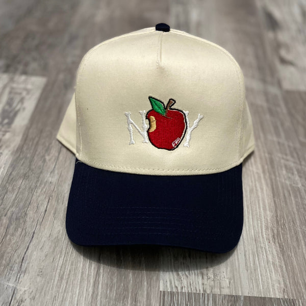 BIG Apple - White/ Navy SnapBack Hat - White Design