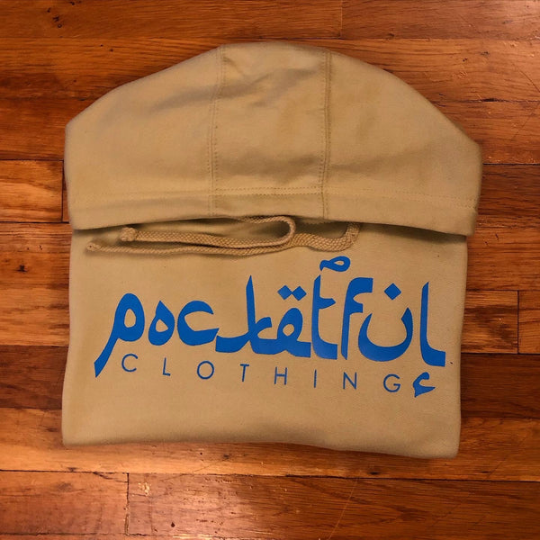 Arabic - Tan Hoody - Sky Blue Design