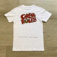 Cash Rules - White T-Shirt - Red/ Black Design