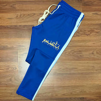 Arabic - Royal Blue/ White Track Pants - Gold Design