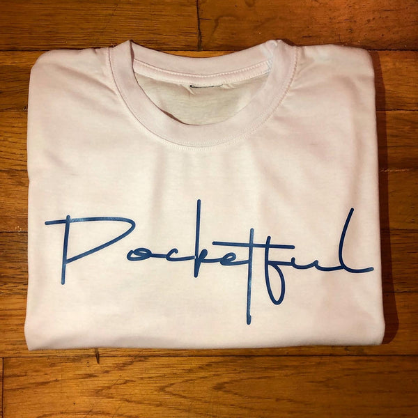 Script - White T-Shirt - Royal Blue Design