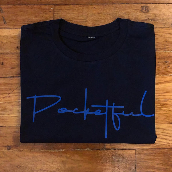 Script - Navy Blue T-Shirt - Royal Blue Design