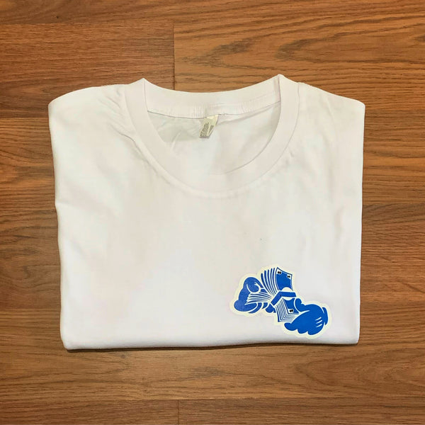 Money Hands - White T-Shirt - Royal Blue Design