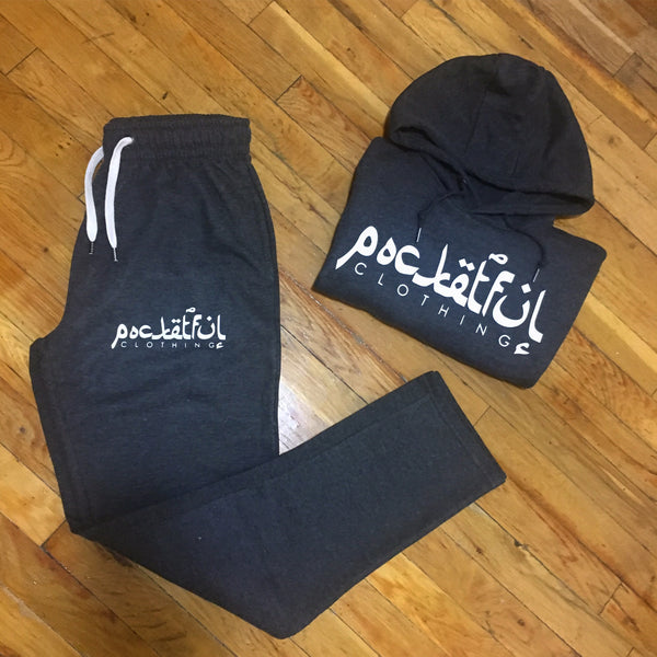 Arabic - Charcoal Sweatsuit - White Design