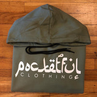 Arabic - Sage Green Hoody - White Design