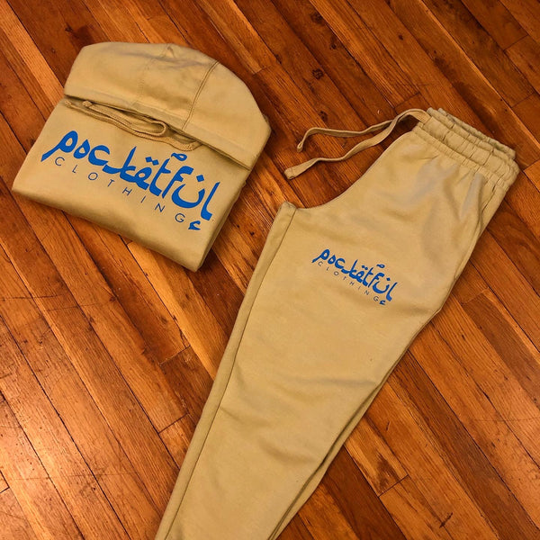 Arabic - Tan Sweatsuit - Sky Blue Design