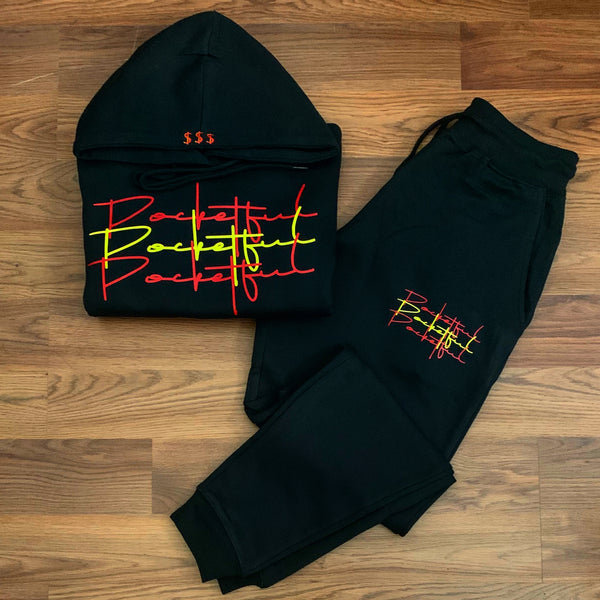 Script 3x - Black Sweatsuit - Red/ Yellow Design