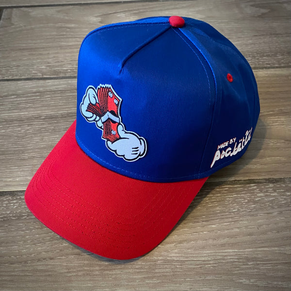 Money Hands Patch - Royal Blue/ Red SnapBack Hat - Red/ White Design