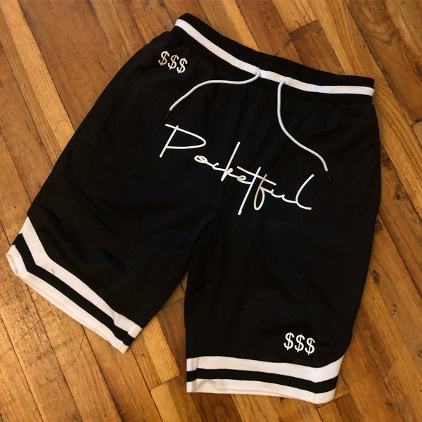 Script - Black B-Ball Shorts - White Design