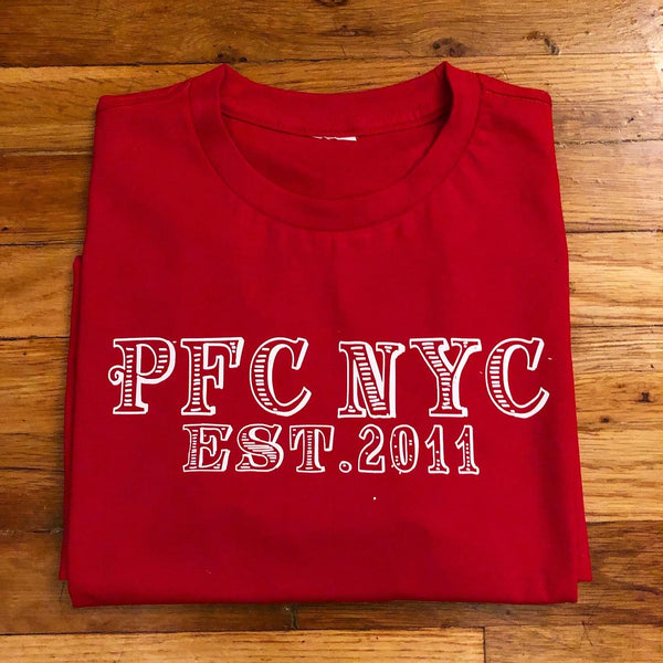 PFC NYC - Red T-Shirt - White Design