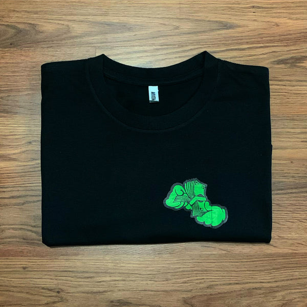 Money Hands - Black T-Shirt - Green Design