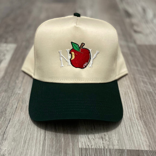 BIG Apple - White/ Forest Green SnapBack Hat - White Design