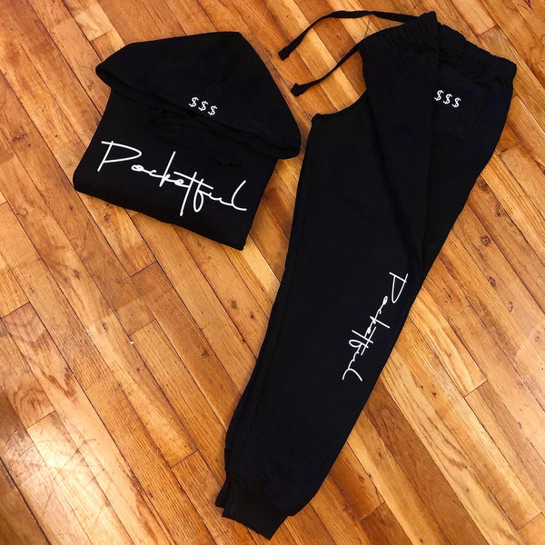 Script - Black Sweatsuit - White Design