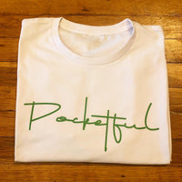 Script - White T-Shirt - Green Design