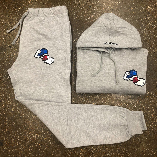 Money Hands - Grey Sweatsuit - Red/Royal Blue Design