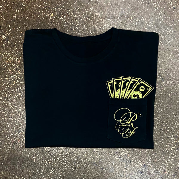 Classic - Black Pocket Tee - Yellow Design