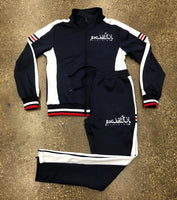 Arabic - Navy Blue /White/Red SweatSuit - White Design