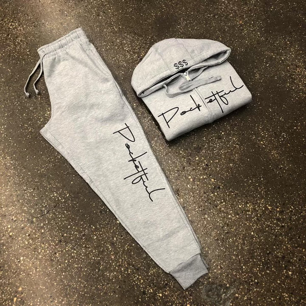 Script - Grey Zipper Sweatsuit - Black Design