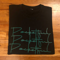 Script 3x - Black T-Shirt - Green Design