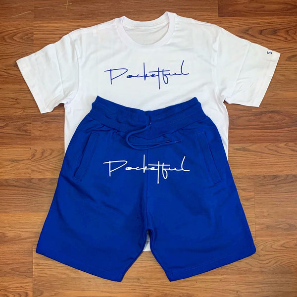 Script - White/ Blue Shortset - Blue/ White Design