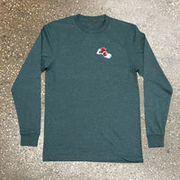 Money Hands Patch - Charcoal Grey Long Sleeve Tee - Black/ White/ Red Design