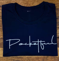 Script - Navy T-Shirt - Grey Design