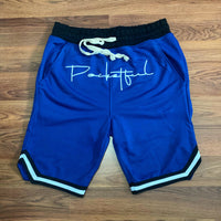 Script - Royal Blue Premium Shorts - White Design