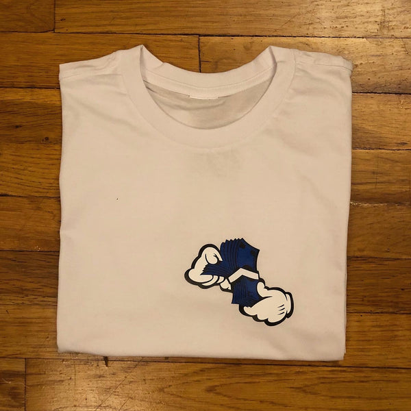 Money Hands - White T-Shirt - Blue/ Black/ White Design