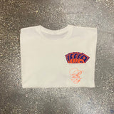 Classic - White Pocket Tee - Orange/ Royal Blue Design