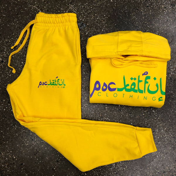 Arabic - Yellow Sweatsuit - Purple/Green Design