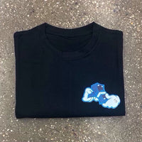 Money Hands - Black Crewneck - Royal Blue/ Navy Blue / White Design