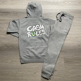 Cash Rules - Grey Sweatsuit - White Design