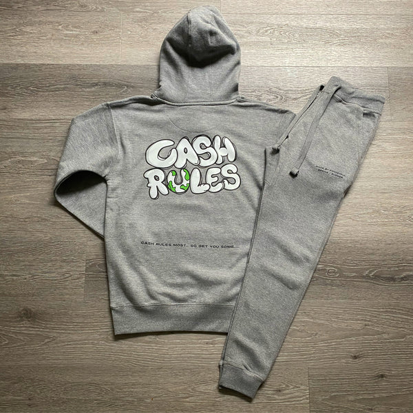 Cash Rules - Grey Sweatsuit - Black Design