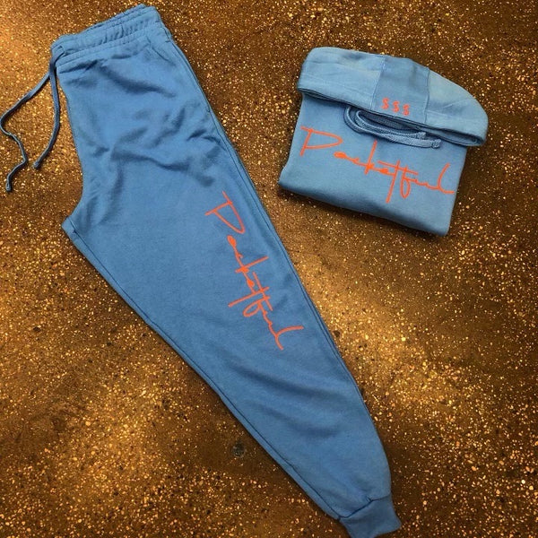 Script - Sky Blue Sweatsuit - Orange Design