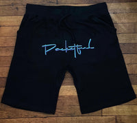 Script - Black Shorts - Teal/Purple Design