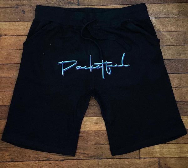 Script - Black Shorts - Teal/Purple Design