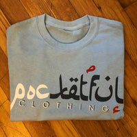 Arabic - Sky Blue T-Shirt - White/Navy/Red Design