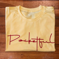 Script - Yellow T-Shirt - Red Design