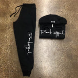 Script - Black Zipper Sweatsuit - White Design