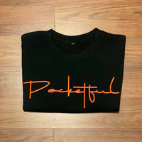 Script - Black T-Shirt - Orange Design