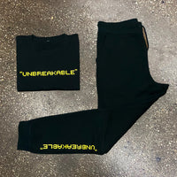 Unbreakable - Black Sweats/ T-Shirt - Yellow Design