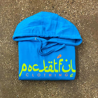 Arabic - Sky Blue Hoody - Orange/ Neon Design