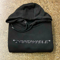 Unbreakable - Black Hoody - White/ Black Flocked Design