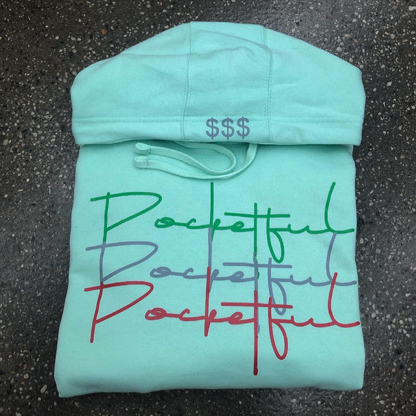 Script 3x - Ice Blue Hoody - Green/Grey/Red Design